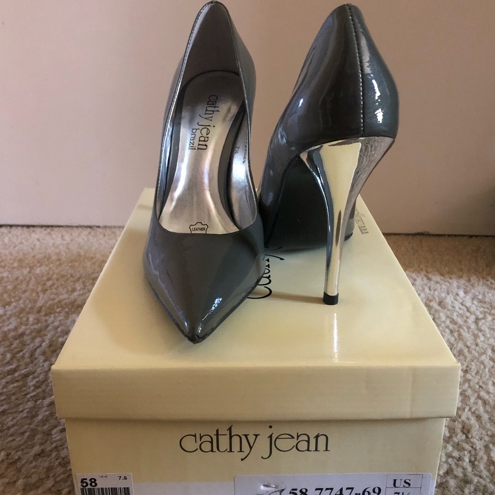 Grey Patent Leather Heels